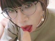 【Shemale】blowjob, orgasm with hand