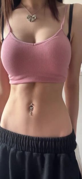 Hot babe with sexy piercing gets it on