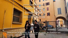 Samy casual lunch break colleague's demolition