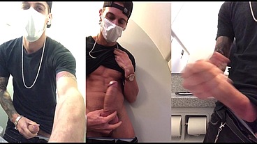 I can't stand how horny I am and I go to the airplane bathroom to masturbate
