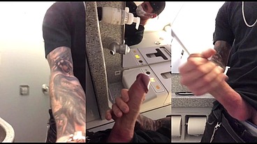 I can't stand how horny I am and I go to the airplane bathroom to masturbate