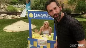 Petite Blonde teen 18+ Gives Out A Blowjob and Hardcore Fuck With Her Lemonade