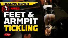 Insane and Intense Feet Tickle for Naked Gaga Tied Up and Tickled on the kneeling bench | Fetish Tickling | 720p