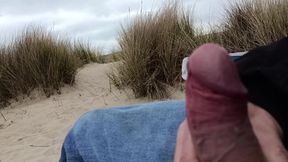 Two Cum Loads in Public at the Beach, Flashing, Wanking, Handsfree Cum - Rockard Daddy