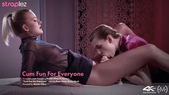 Rossy Bush sucks Bree Haze's strapless dildo in hot lesbian nylon action