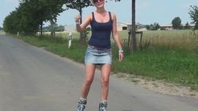 Inline Skating In Jeans Miniskirt HD-4K