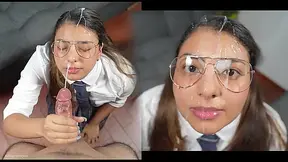 Petite Latina gets a hand job and amateur facial