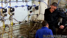 UK twink sucks dick in warehouse before being analdrilled