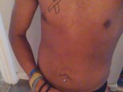 Solo black male body worship and cock flash in underwear