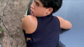 Latina beauty gets big cock in her pussy in public