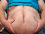 SSBHM Crop Top and Suspenders playing with belly and belly button play