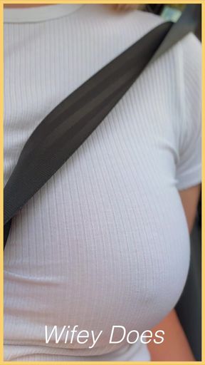Wifey braless in public flashing