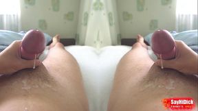 Guys morning handjob and cumshot -  double video