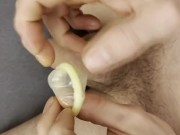 Pissing inside a condom