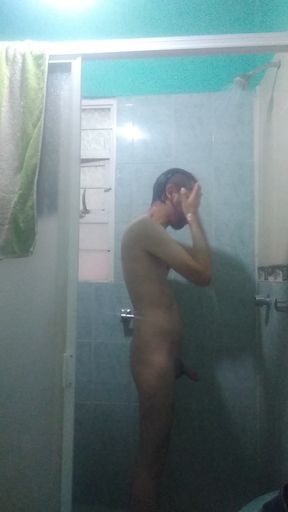 Jerking off before going to the shower.