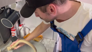 #457 The plumber cleaned my pipe with his big tool