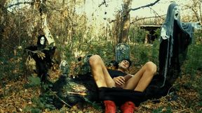 Halloween Moaning Demon Gets Prostate Orgasm by Vibrating Big Black Dildo