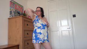 Dancing Striptease in Blue and White Playsuit