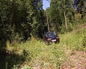 Cum Eating French MILF Pounded in Outdoor Threesome