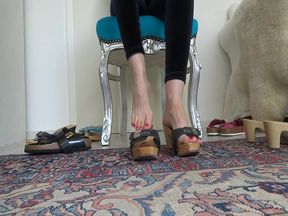 5 pairs of shoes with pads wooden mules and flat slippers