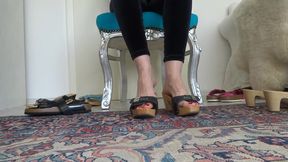 5 pairs of shoes with pads wooden mules and flat slippers