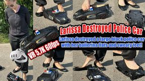 VR 3D 5,7K 180 60 fps | Larissa Crushes a Massive Black Police Car with Her Sweaty Ballerina Flats and Powerful Feet!