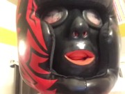 Discovering my new studio gum mask with sports gear