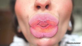 shiny metallic pink kiss and and spit kisses