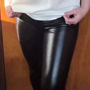 leather leggings tease