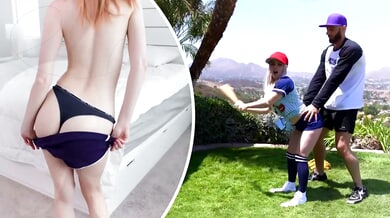 Petite blonde Molly Little joins a CFNM casting session with two other women