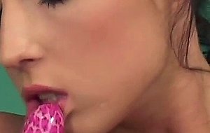 Stracy Stone poses naked and dildos her pink snatch