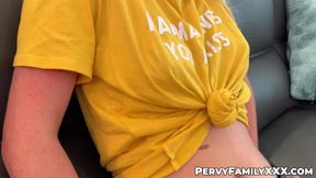 Skinny blonde Dixie Lynn rides on her stepbrothers huge cock