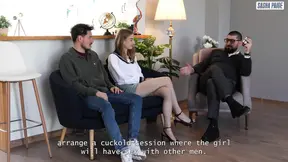 Young Hot Wife Gets Fucked in the Ass by Two Guys with Huge Cocks in Front of Her Cuckold Boy!