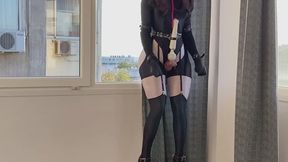 kigurumi futa in self bondage playing till she shoots cum