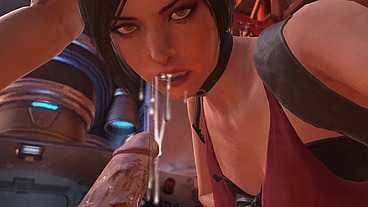 Ada Wong Deephroat Blowjob close up - Resident Evil