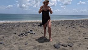 Public masturbation on the beach