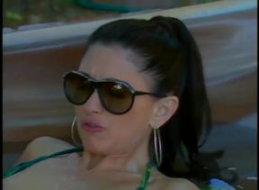 Vintage lesbians pussy licking dildo penetrated the swimming pool