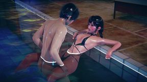 DVA relaxes in the pool and gets an orgasm