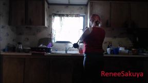 Pregnant Sink Plunging Wearing Jeans