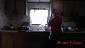 Pregnant Sink Plunging Wearing Jeans