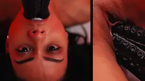 Black ebony girl takes monster cock all the way through her ass