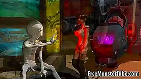Busty Alien Seduces Star-Crossed Beauty Beneath Cosmic Skies