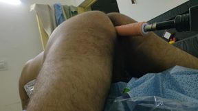 Indian desi gay bottom doggy style dildo sex machine fucking