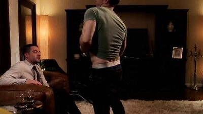 Horny chum blows his boss and sits on that hard cock