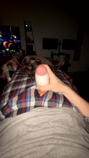 Masturbating amateur male jerks it for a hot cum session