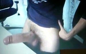 thick huge cock show on desk