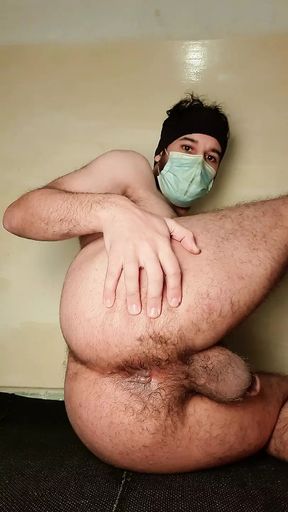 Young man fondles anus to ejaculate copiously sissy