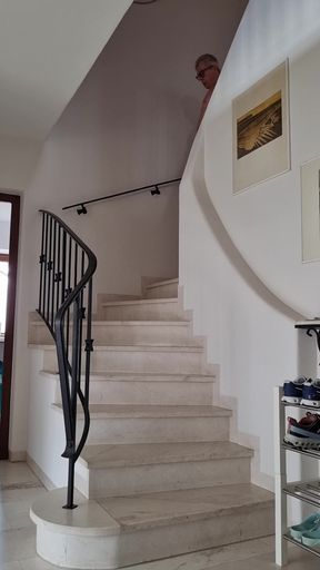 On the stairs