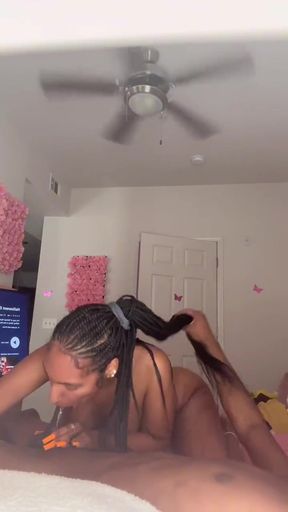 Curvy ebony wife gives BBC to her husband while lying down