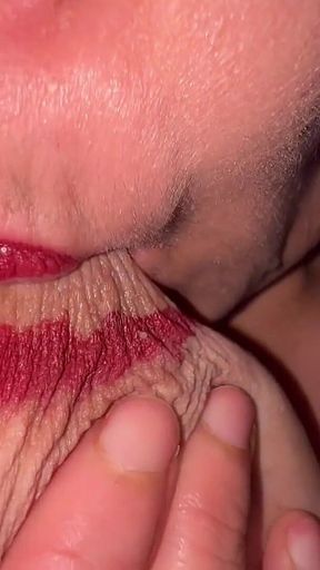 Sucking My Tit Milk W Lipstick Areola